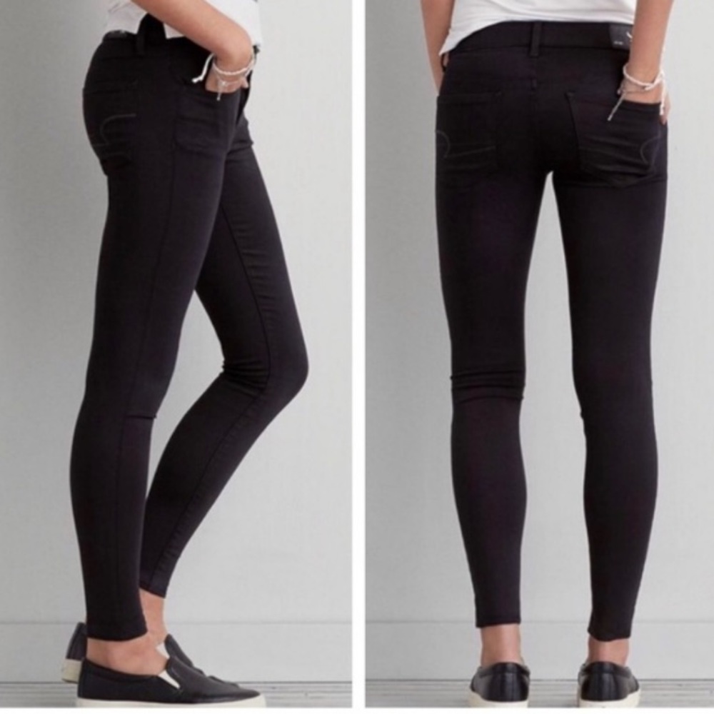 American Eagle Aeo Sateen X Jegging Black Jeans 6L